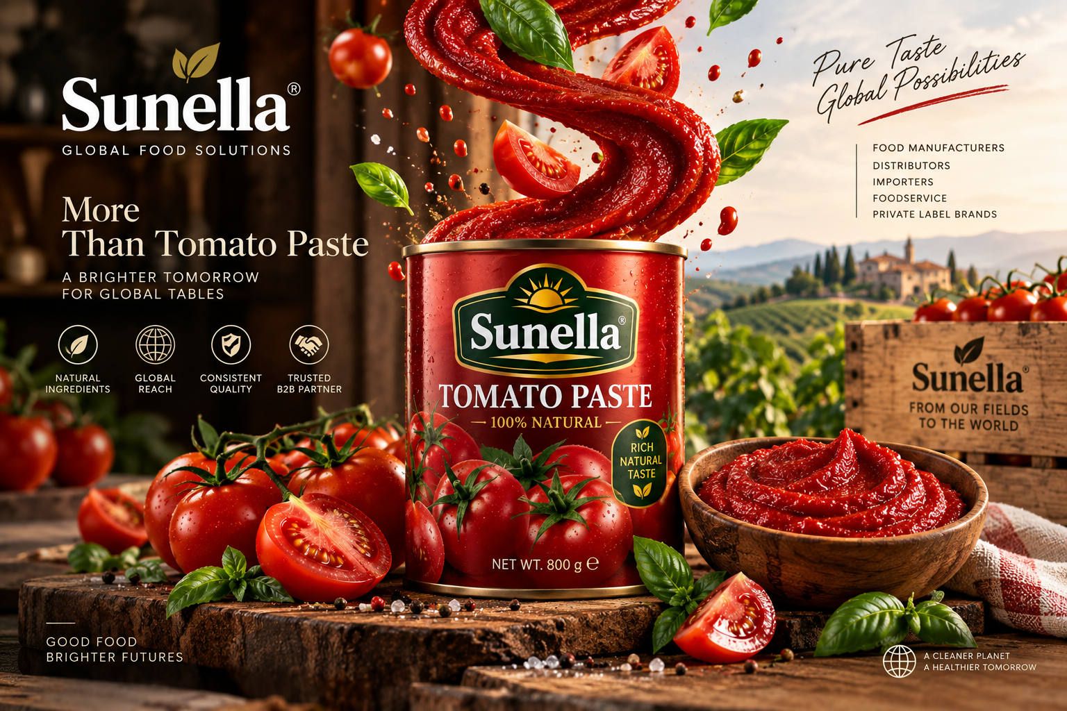 Sunella bulk tomato paste for global B2B buyers, food manufacturers, importers and distributors