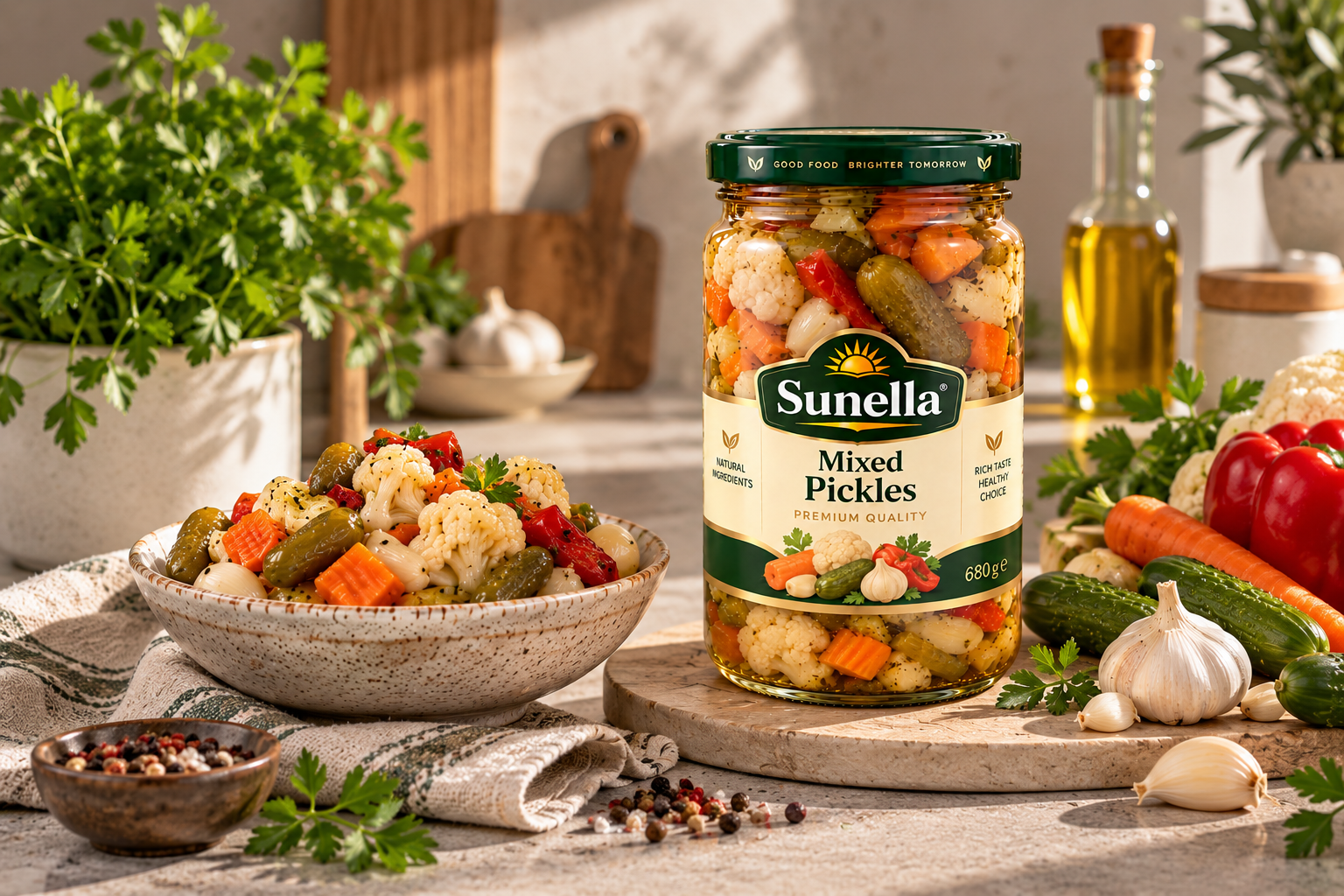 Iranian Pickles Supplier featuring Sunella mixed pickles served with Persian food